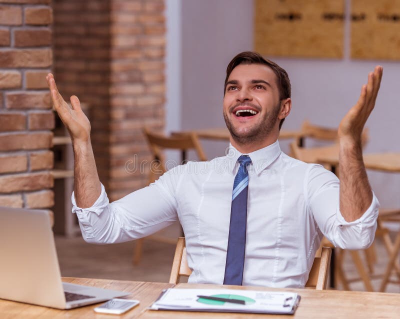 Attractive businessman working