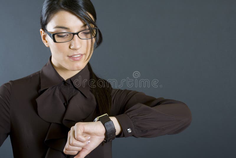 Attractive Businesswoman Looking at the Watch Stock Image Image of