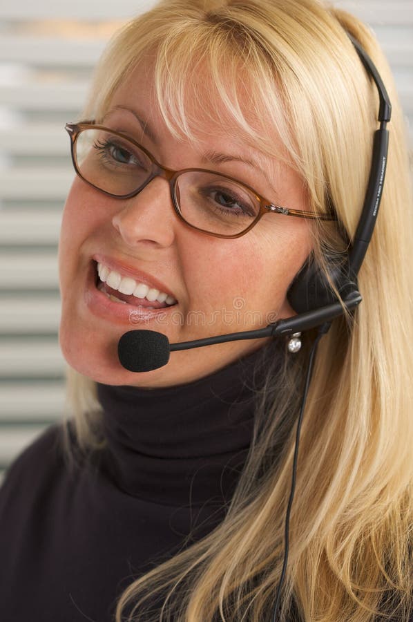 Attractive Businesswoman with Phone Headset Stock Photo Image of