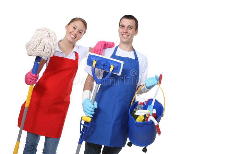 Attractive Cleaning Man and Woman royalty free stock images Attractive Cleaning Man and Woman royalty free stock images
