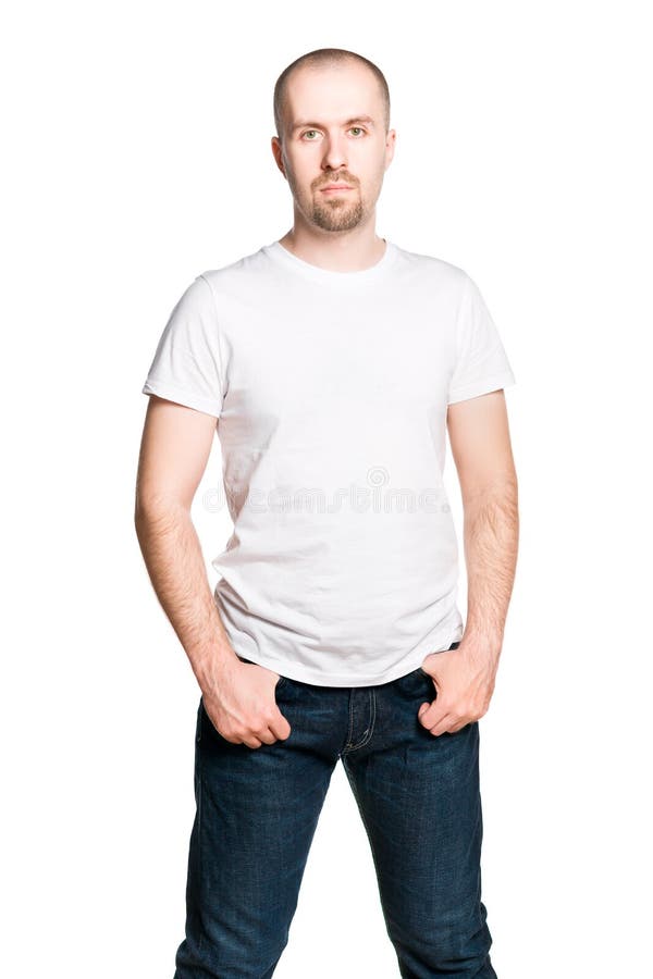 Attractive Confident Man in T-shirt Blue Jeans Stock Photo - Image of isolated, healthy: 31226874