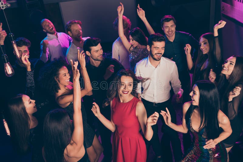 Attractive Elegant Cheerful Glad Crowd Dancing Having Fun Enjoying ...