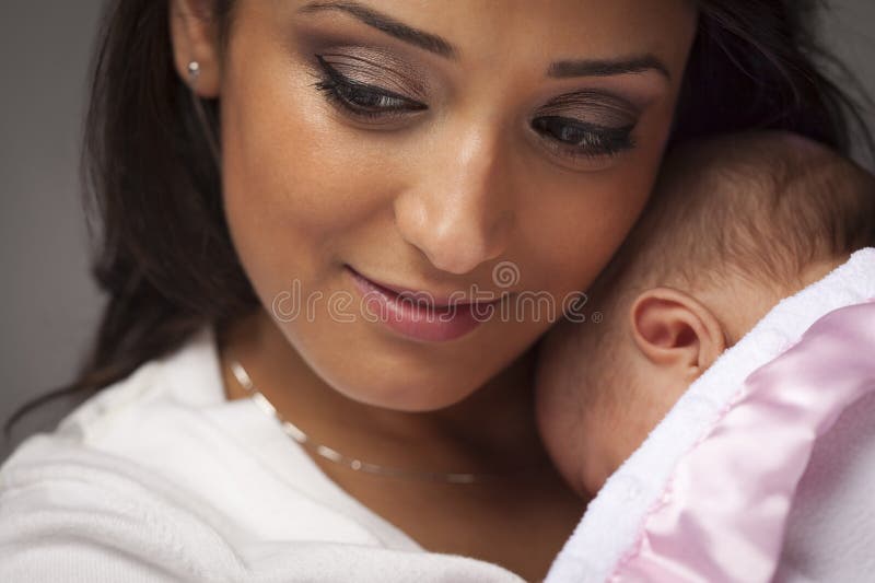 Attractive Ethnic Woman with Her Newborn Baby