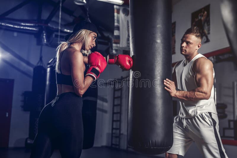 Attractive Female Boxer Training Stock Photo Image of exercise