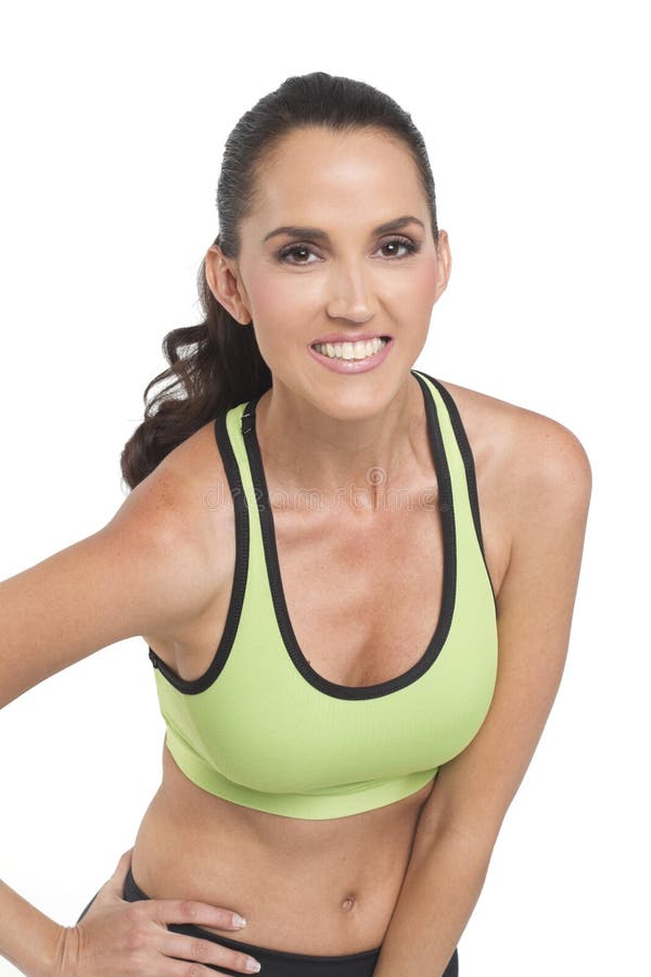 Mature Woman Orange Bra Stand Hands Hips Stock Photo - Image of attractive,  confident: 37119478