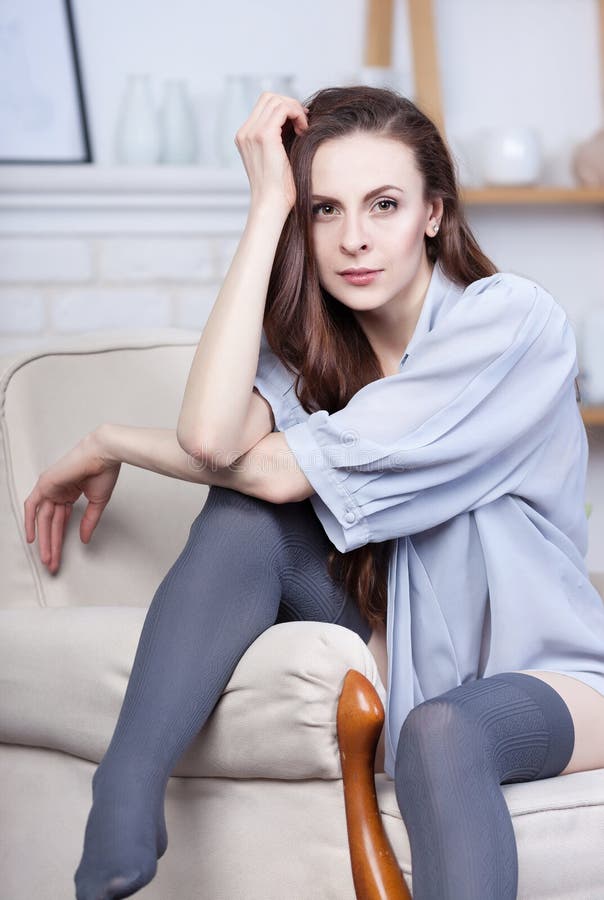 An attractive flirty young brunette royalty free stock photography An attractive flirty young brunette royalty free stock photography