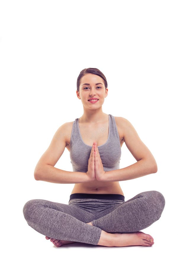 Attractive girl doing yoga stock image. Image of caucasian - 72543621