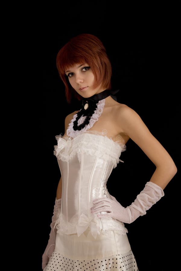 Attractive girl in white corset