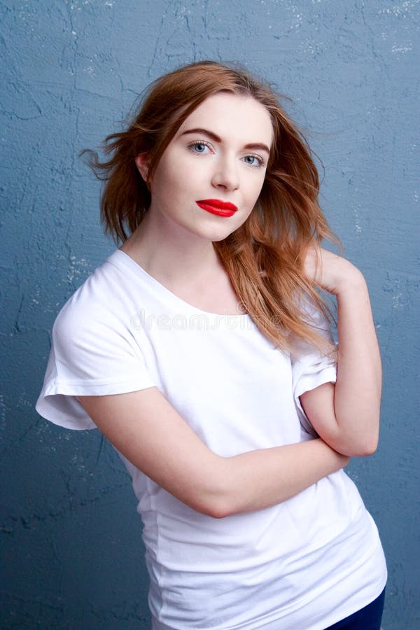 Attractive Girl in White Tshirt Stock Image Image of people