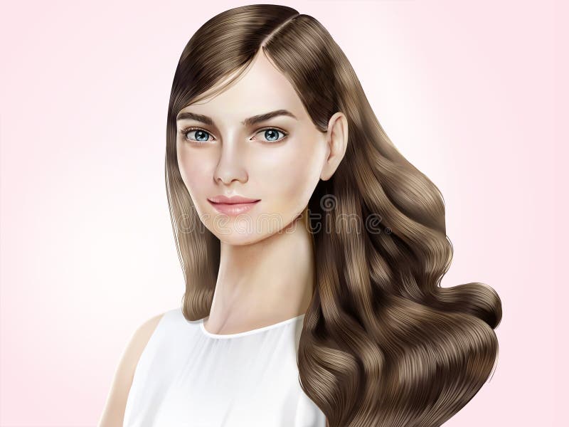 Attractive hair model stock vector. Illustration of brown - 113195228