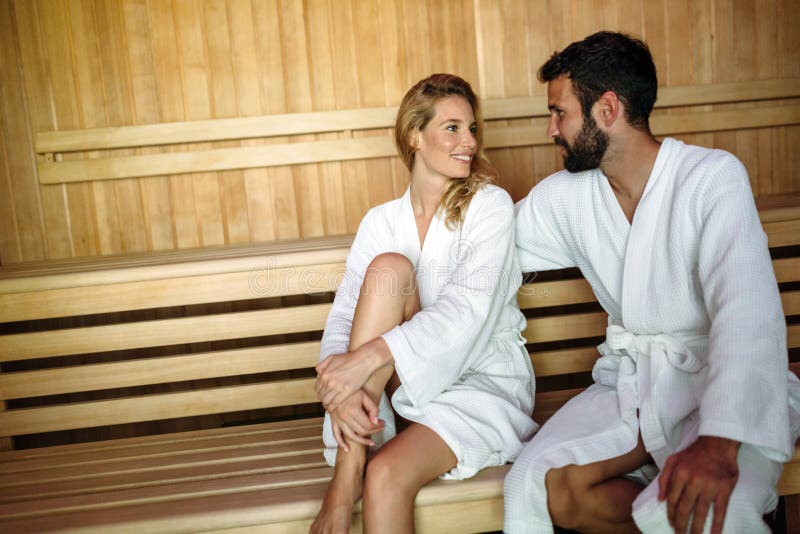 Attractive Happy Couple Relaxing In Spa Center Stock Photo Imag