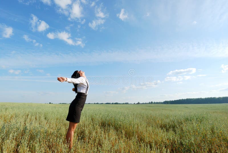 Happy young woman in the wheat field. Happy young woman in the wheat field