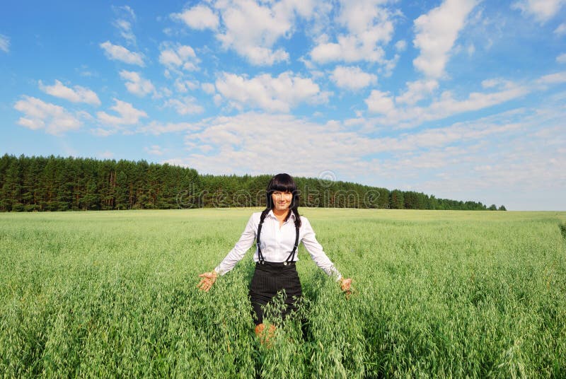 Happy young woman in the wheat field. Happy young woman in the wheat field