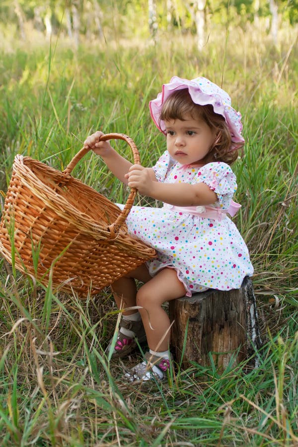 Attractive Little Girl Holding A Basket Royalty Free Stock Photo Image 6347825