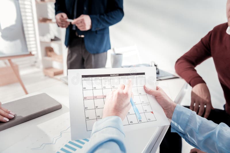 Attractive Male Hands Filling Up Calendar Stock Image Image of