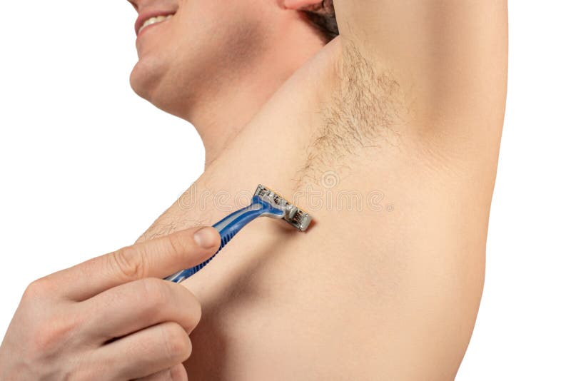 Attractive Man With A Razor In His Hands Is Going To Shave Hair With Armpits Isolated On White Background Stock Photo Image Of Armpit Healthy 144077430