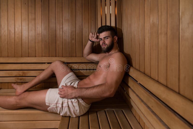 Attractive Man Resting Relaxed in Sauna Stock Photo - Image of health,  retreat: 50175160