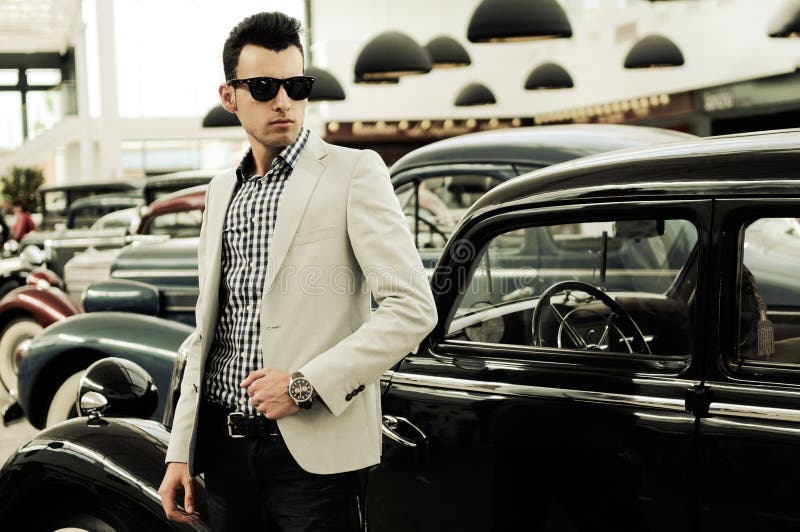 Attractive man in urban background