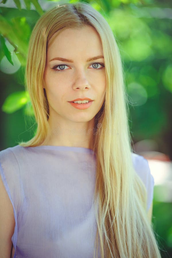 Attractive Modest Young Girl with Blond Dren Hair and Natural Make-up ...