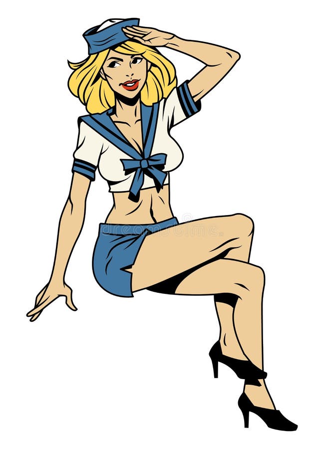 Attractive Pin Up Sailor Blonde Girl Stock Vector Illustration Of