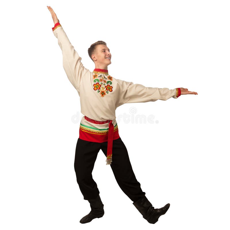 Attractive Russian Guy Dancing in Folk Costume Stock Image Image of