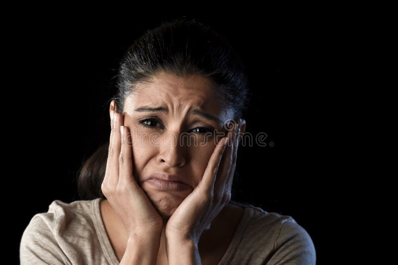 Young Beautiful Hispanic Sad Woman Serious and Concerned in Worried ...