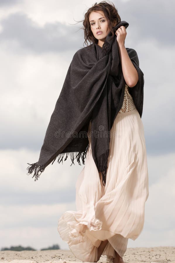 Attractive and sensuality woman in the desert