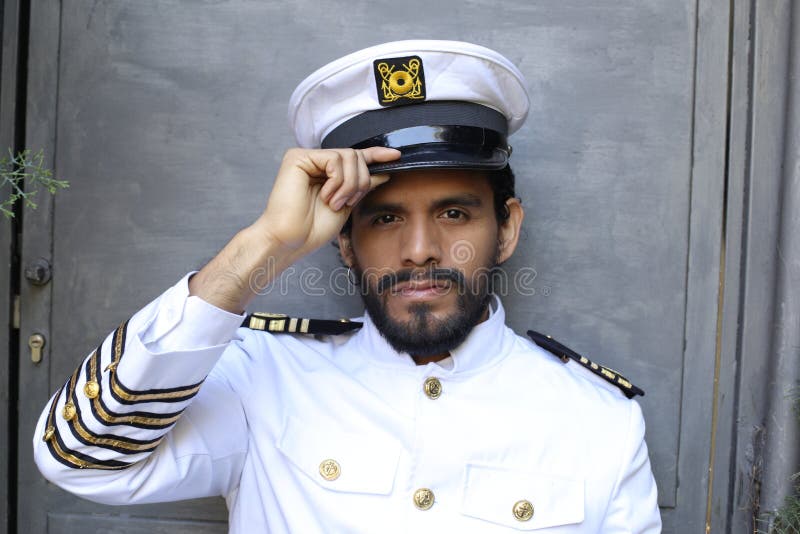 Attractive Ship Captain with Elegant Uniform Stock Photo Image of