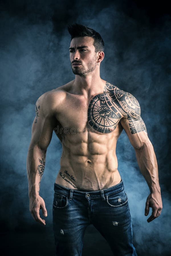 Attractive Shirtless Muscle Man In Studio Stock Photo Image Of Body