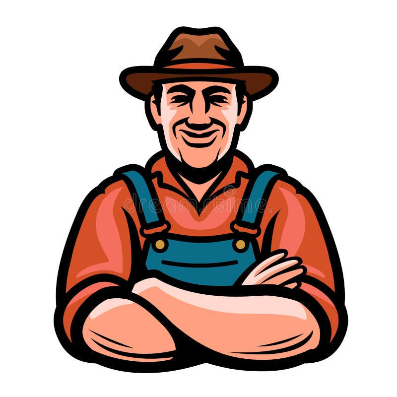 Attractive Smiling Farm Worker in Hat Illustration. Male Farmer ...