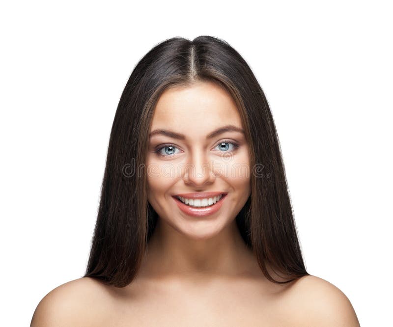 Attractive smiling woman portrait on white background royalty free stock photography Attractive smiling woman portrait on white background royalty free stock photography