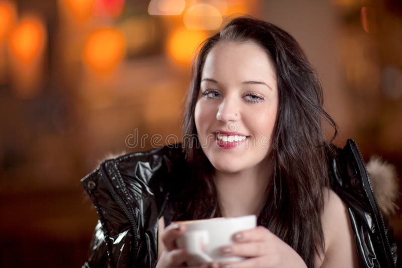 Woman Dunking a Biscuit in Her Cooffee Stock Image - Image of enjoyment