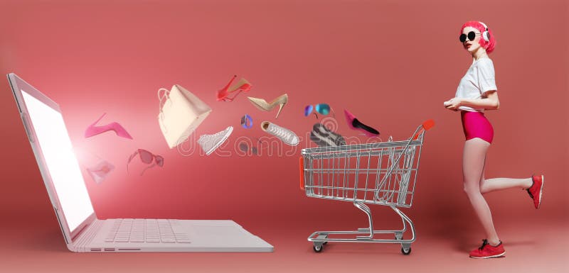 Fashion, online shopping and sale concept.