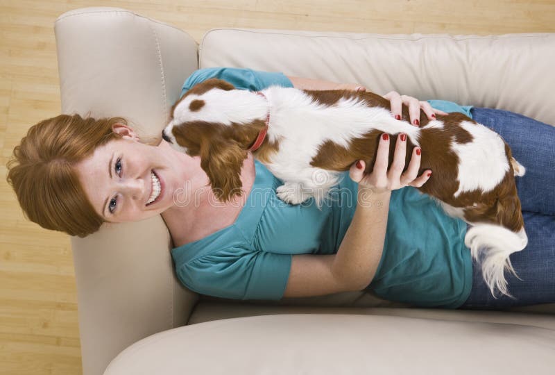 Attractive woman and dog.