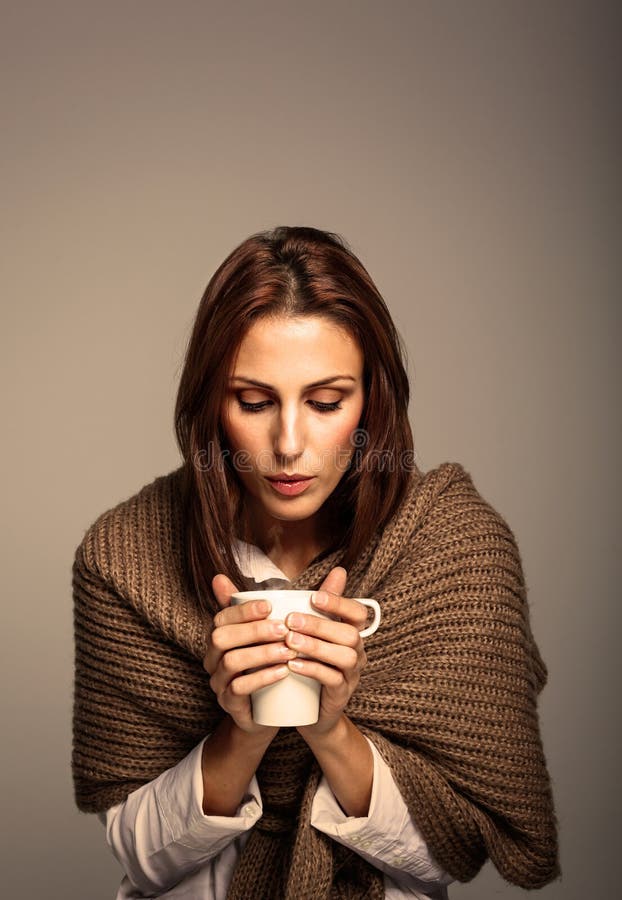 Attractive Woman Drinking a Hot Coffee Stock Image Image of lady