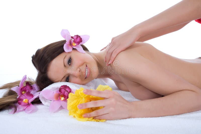 Attractive woman getting spa treatment