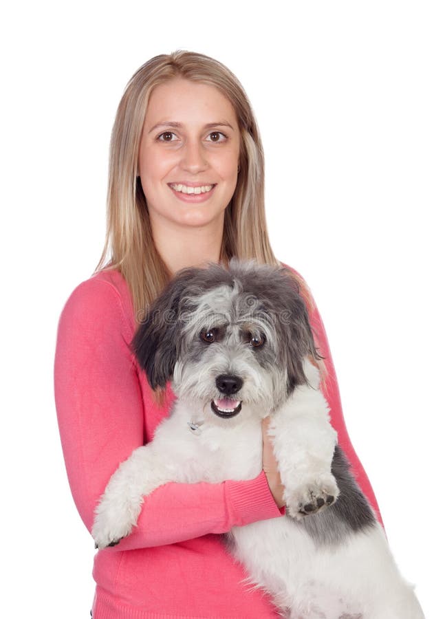 Attractive woman with her dog