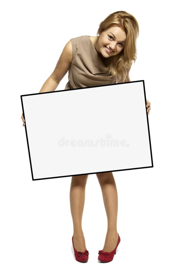 Attractive Woman Holding Up a Blank Sign