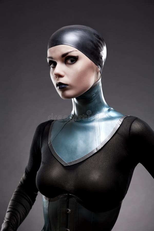 Attractive woman in latex neck corset royalty free stock photos Attractive woman in latex neck corset royalty free stock photos