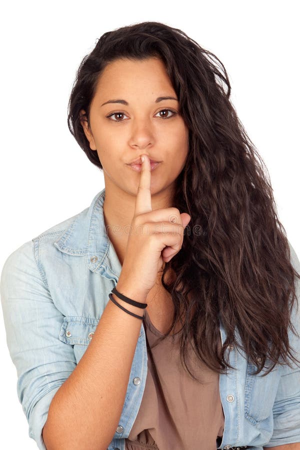 Attractive woman making a gesture of silence royalty free stock photo