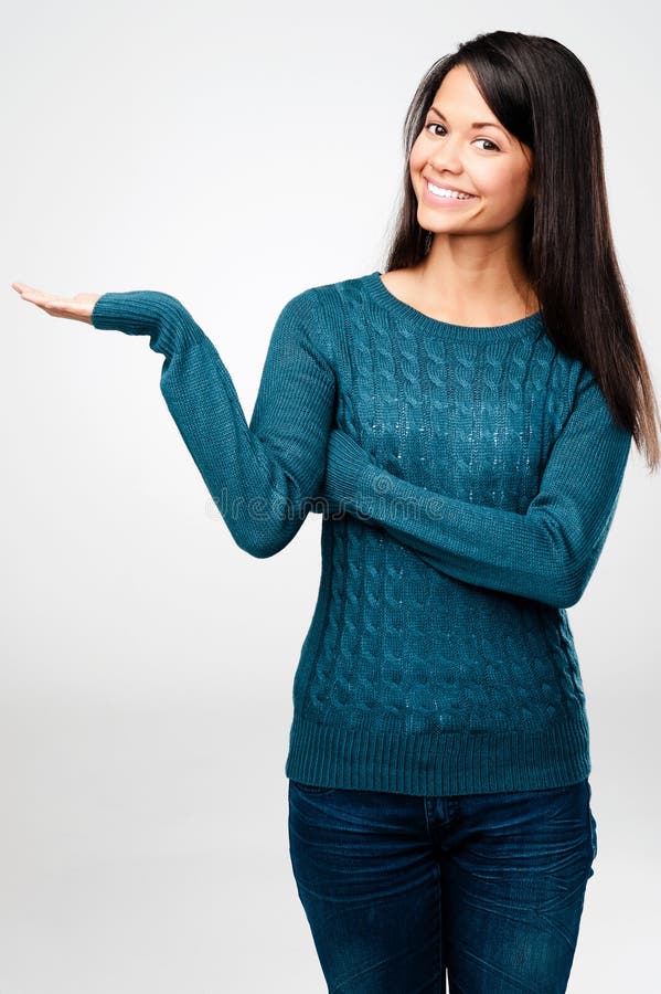 Attractive woman pointing