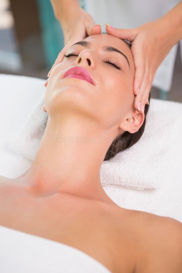 Attractive Woman Receiving Head Massage At Spa Center Stock Image Image Of Head Peaceful