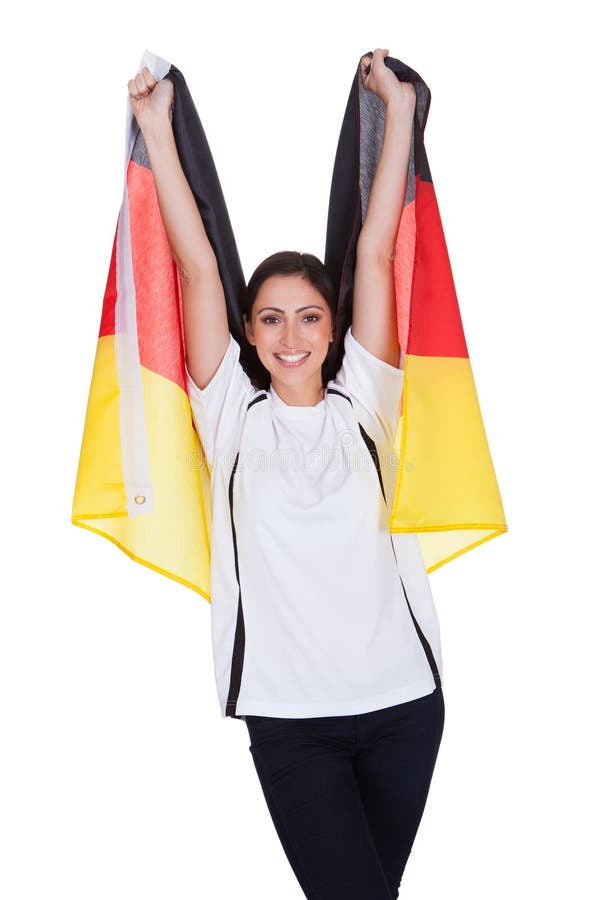 Attractive Woman Shows Flag Of Germany stock photography Attractive Woman Shows Flag Of Germany stock photography