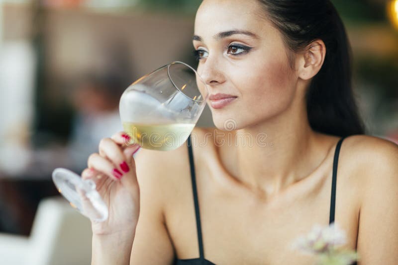 Couple Tasting White Wine Tasting. Stock Image Image of crystal