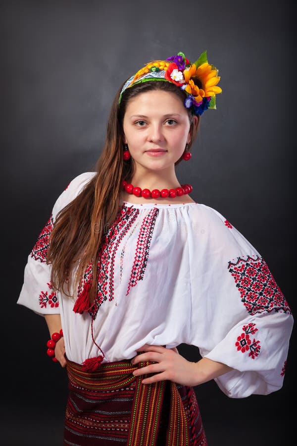 Attractive Woman Wears Ukrainian National Dress Stock Image - Image of ...