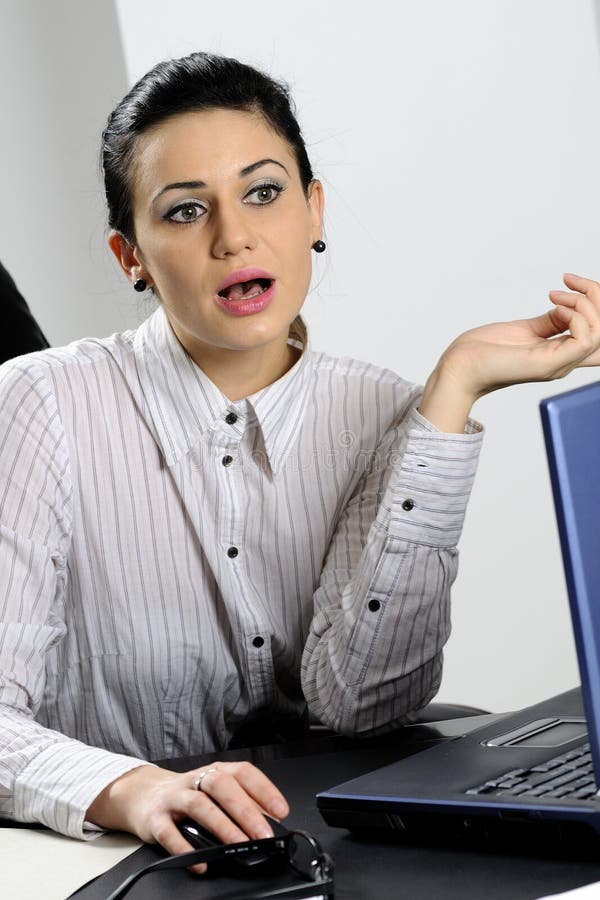 Attractive woman working stock image