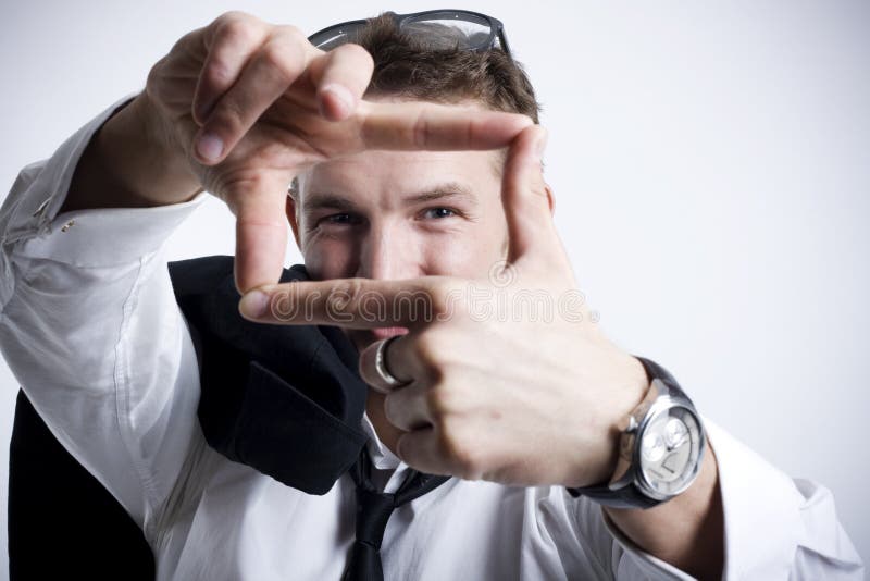 Attractive young businessman planning stock photos
