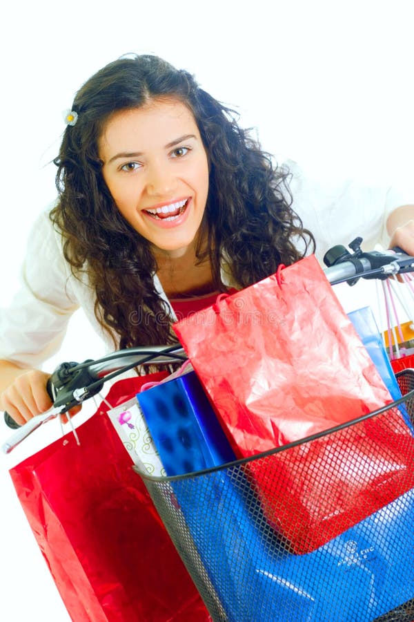 Attractive Young Lady with Shopping Bags Stock Image Image of casual