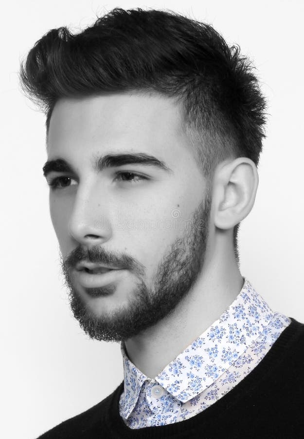 Attractive Young Male Model with Short Hair Posing in Studio. Modeling,  Hairstyle, Fashion Concept. Stock Image - Image of model, bearded: 183687573