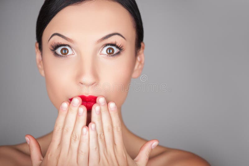 Attractive Young Woman Is Expressing Her Surprise Stock Image Image